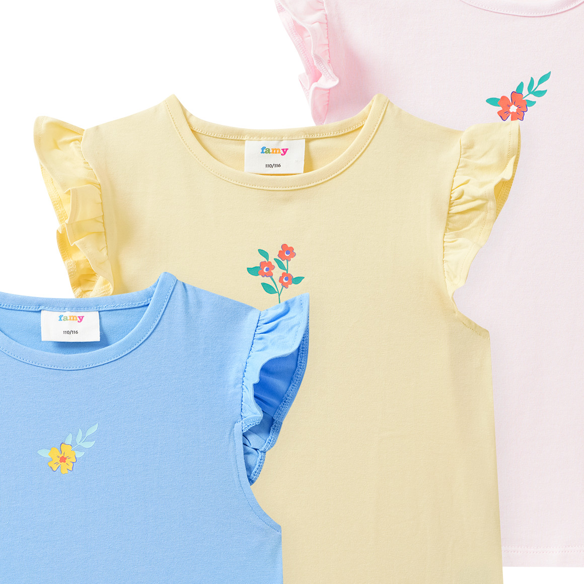 3 Mädchen T-Shirts mit Flügelärmeln