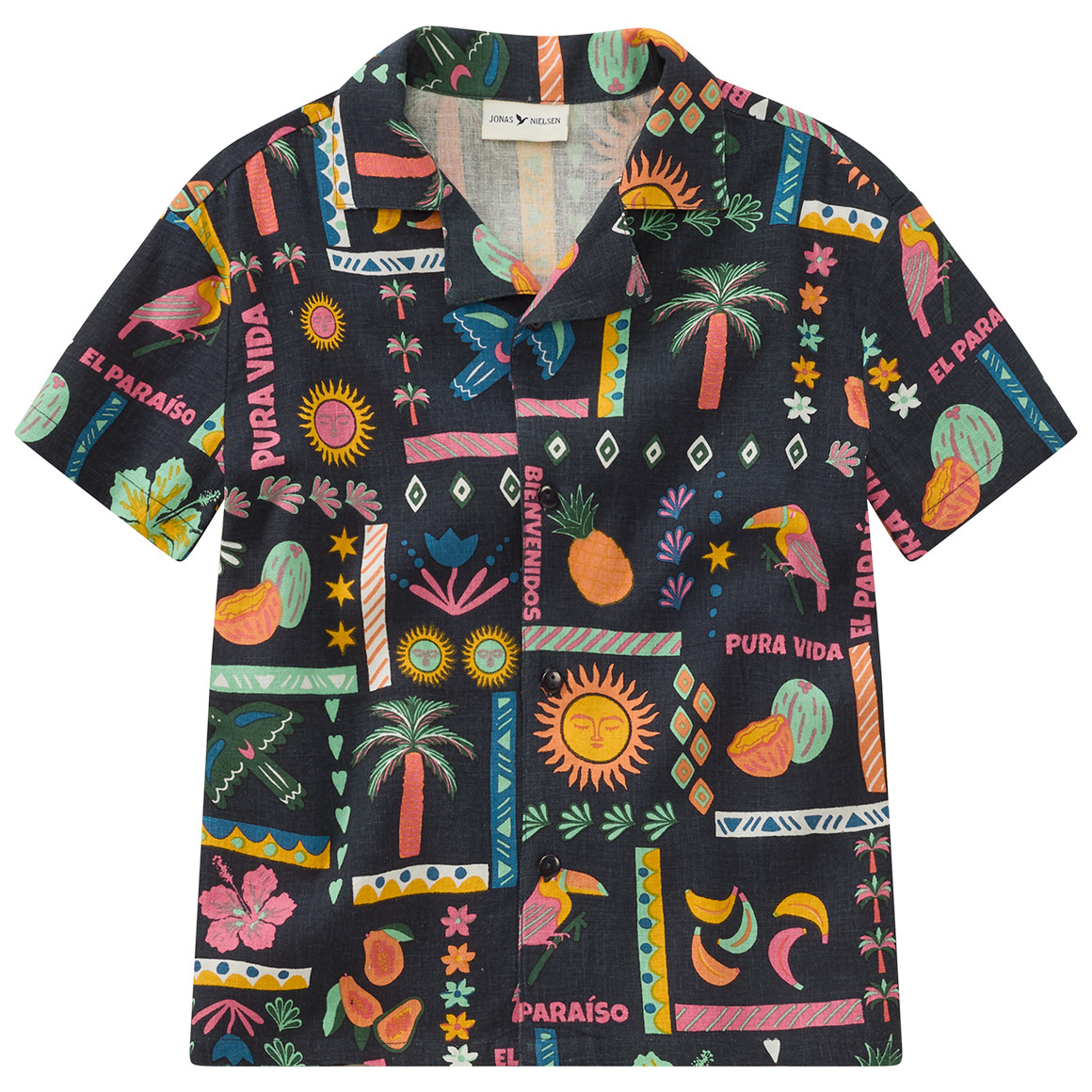 Jungen Leinen-Hemd mit Allover-Muster