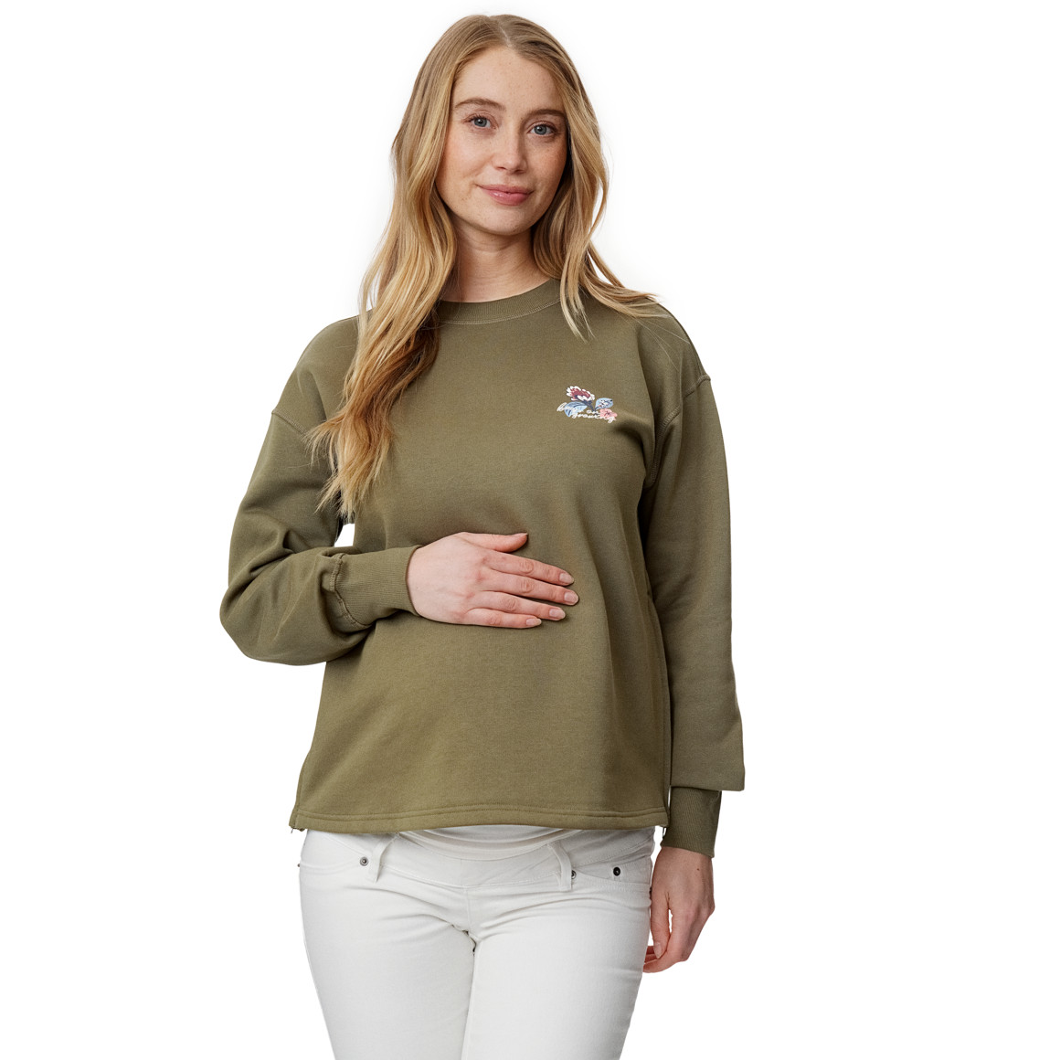Damen Umstands-Sweatshirt mit floralem Motiv
