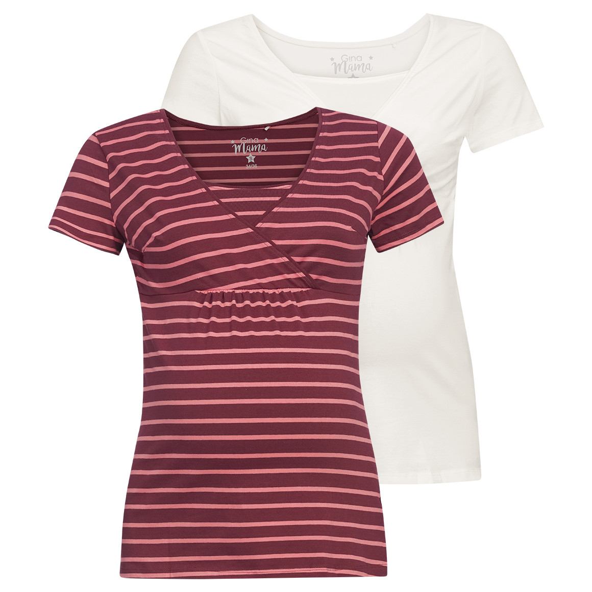 2 Damen Umstands-T-Shirts mit Stillfunktion