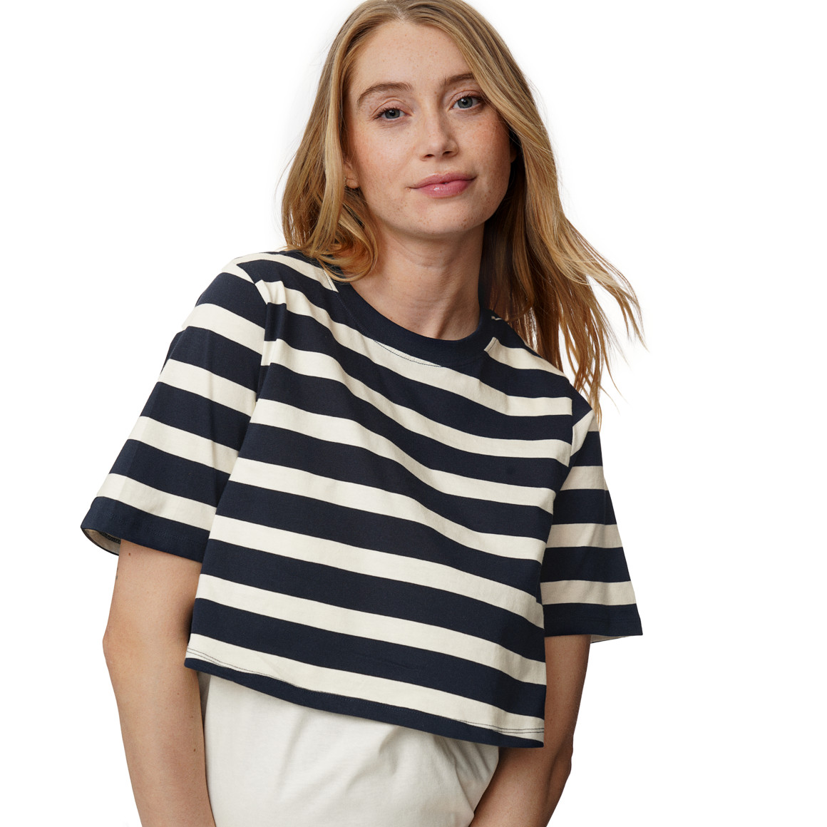 Damen Umstands-T-Shirt im Ringel-Look