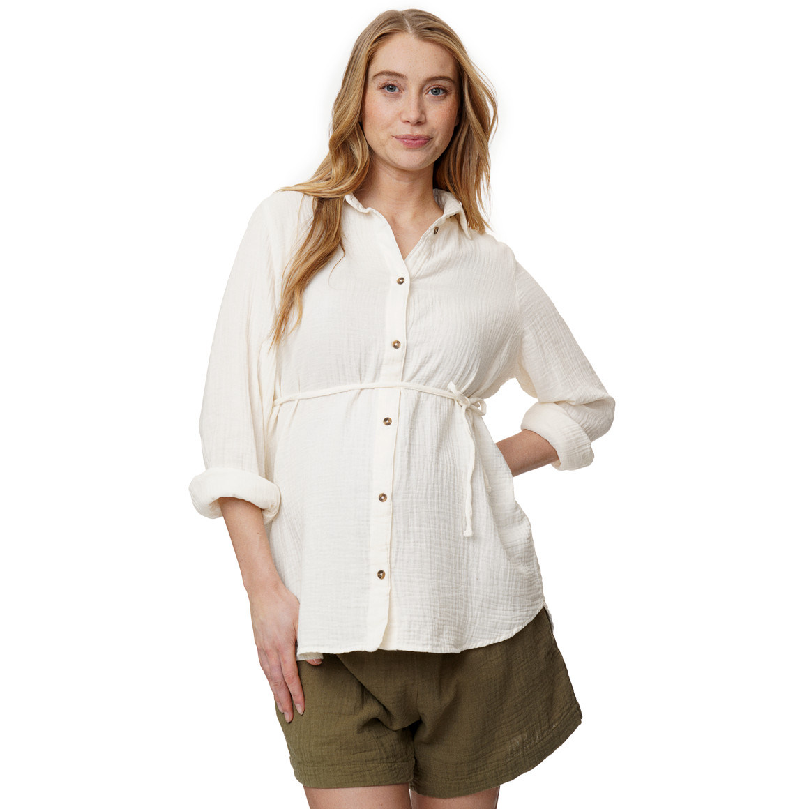 Damen Musselin-Umstandsbluse mit Bindeband