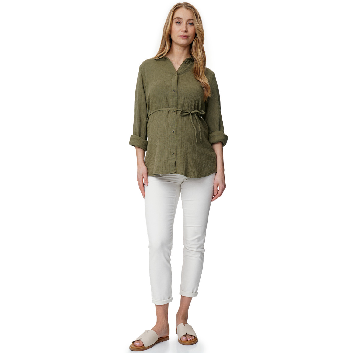 Damen Musselin-Umstandsbluse mit Bindeband