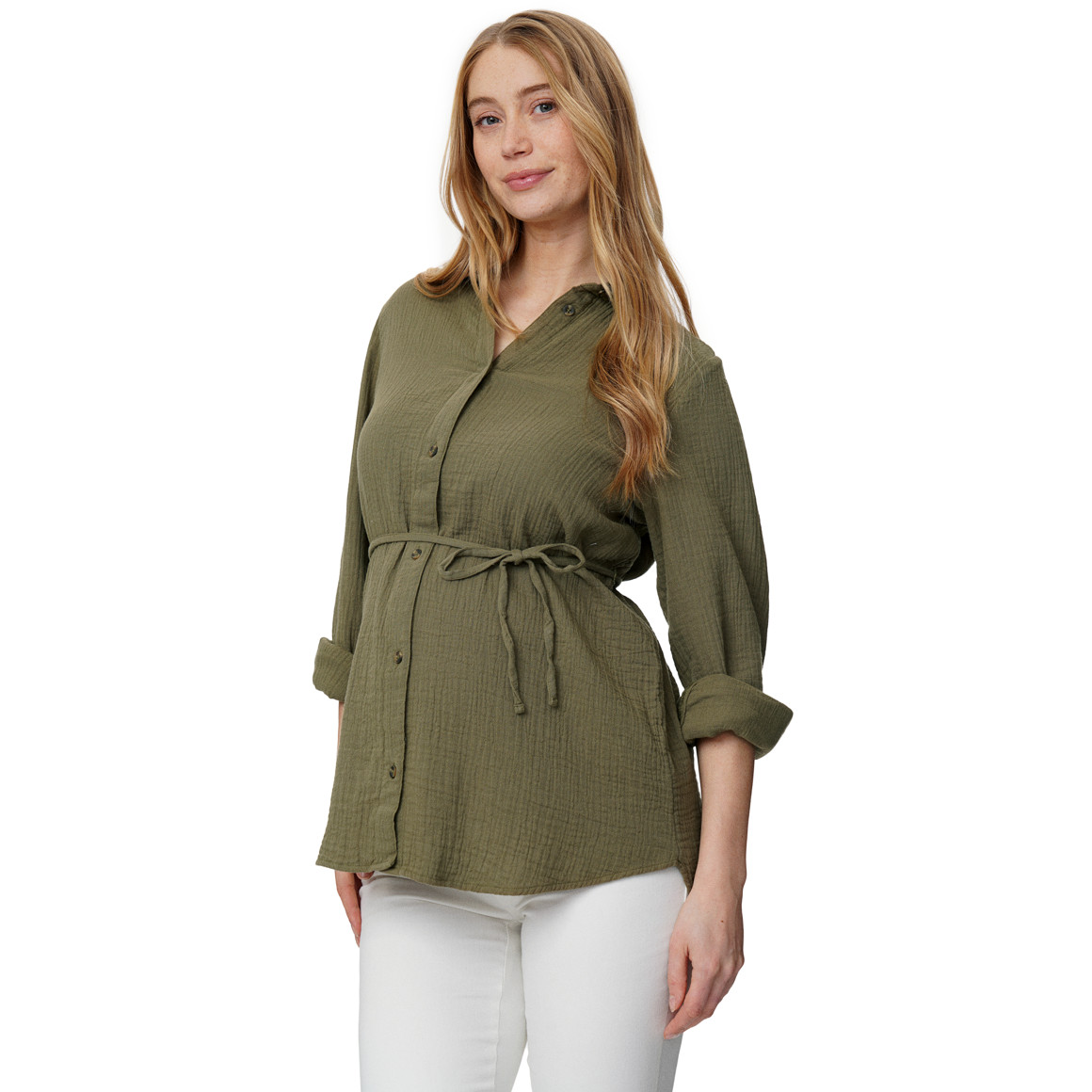 Damen Musselin-Umstandsbluse mit Bindeband