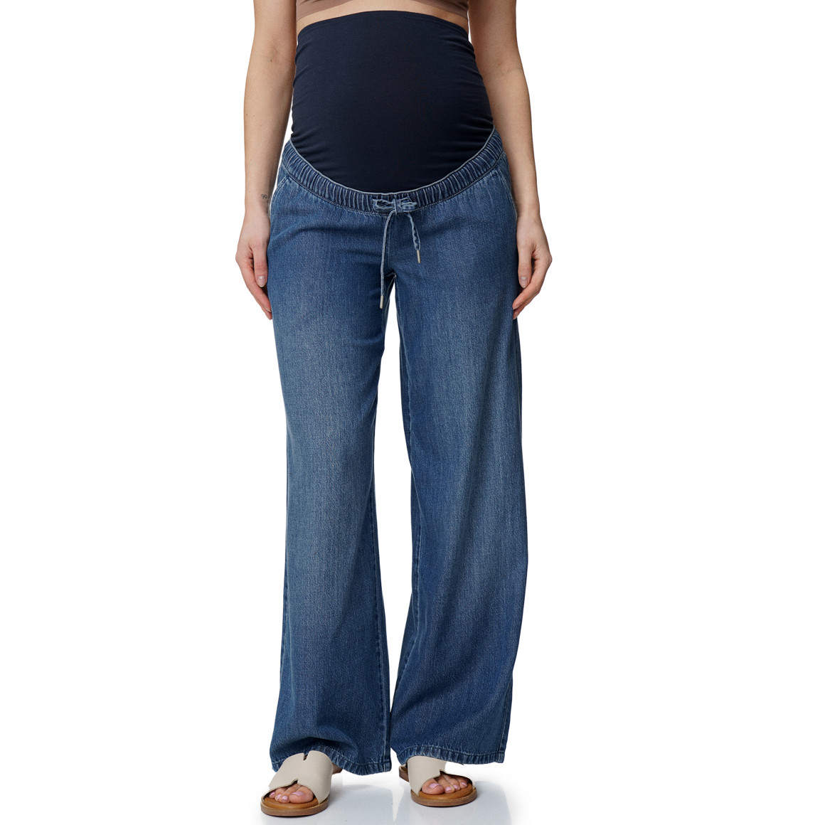 Damen Umstands-Jeans im Wide-Leg Design