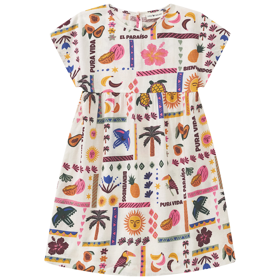 Linnen jurk voor meisjes met print