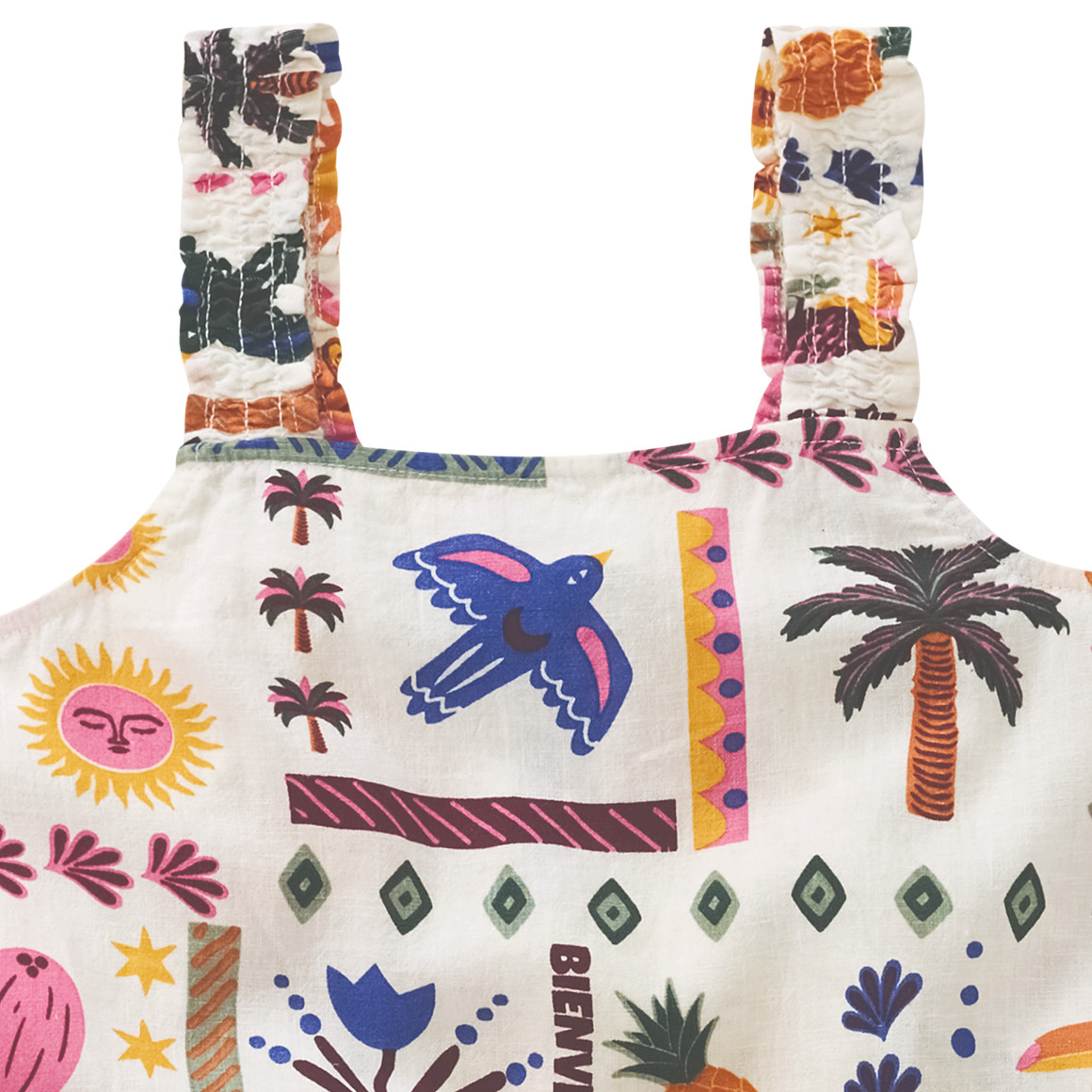 Mädchen Leinen-Top mit Allover-Print