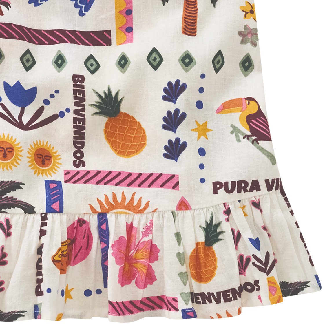 Mädchen Leinen-Top mit Allover-Print