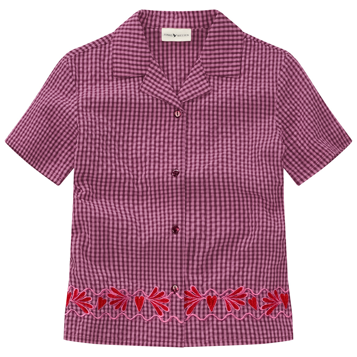 Mädchen Seersucker-Bluse mit Stickerei