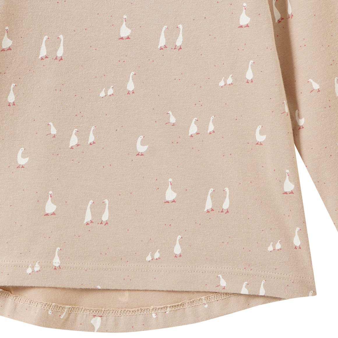 Babyshirt met lange mouwen en gansjes allover
