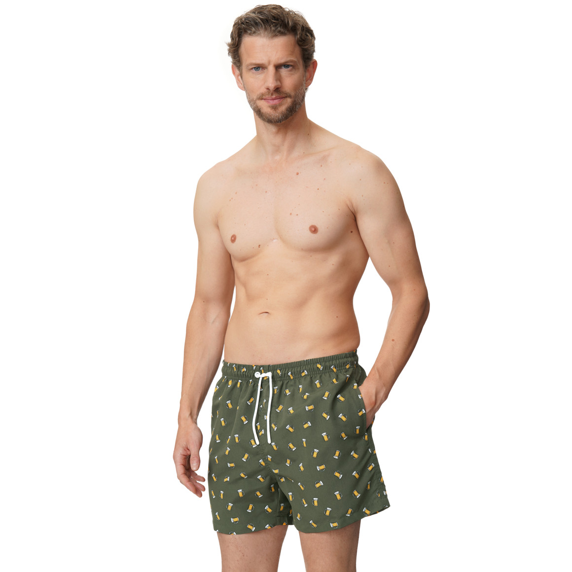 Herren Badeshorts mit Bier-Motiven
