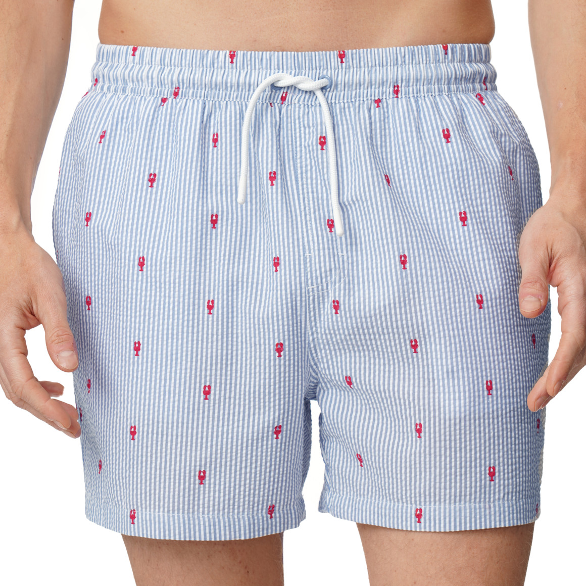 Herren Seersucker-Badeshorts mit Streifen