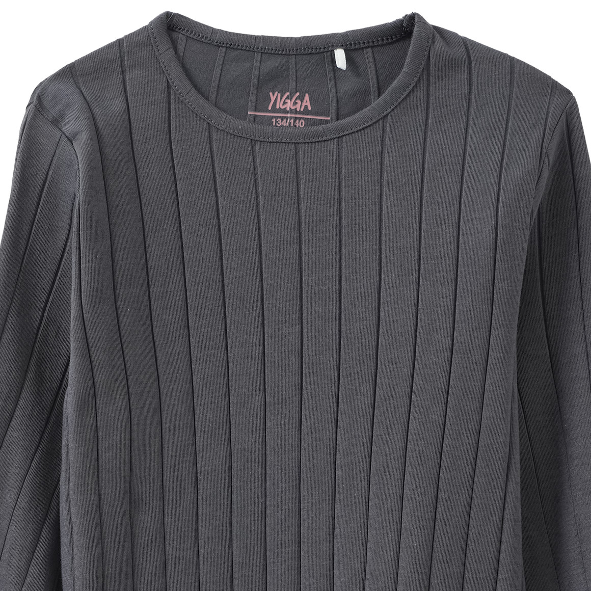 Meisjesshirt met lange mouw en golvende boord