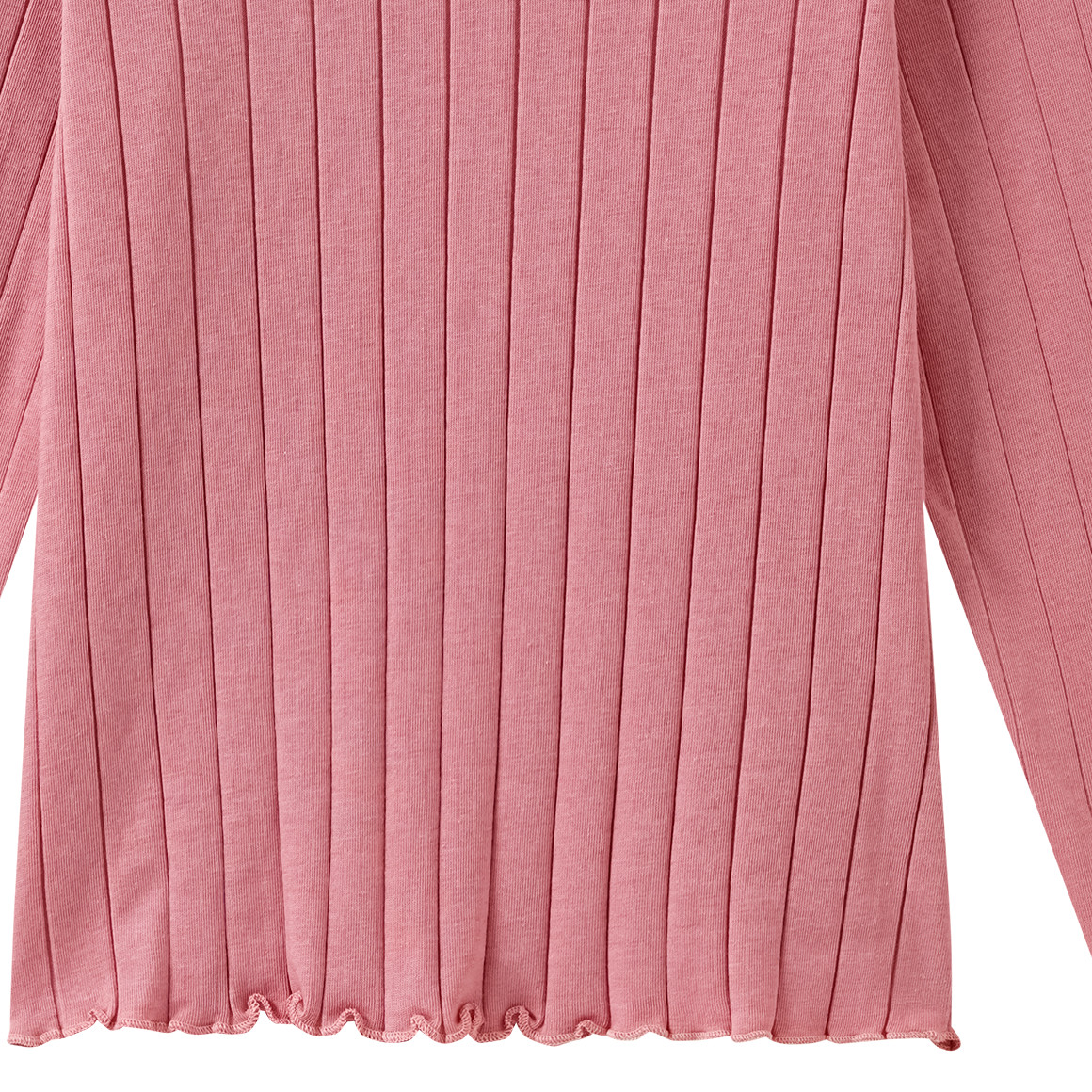 Meisjesshirt met lange mouw en golvende boord