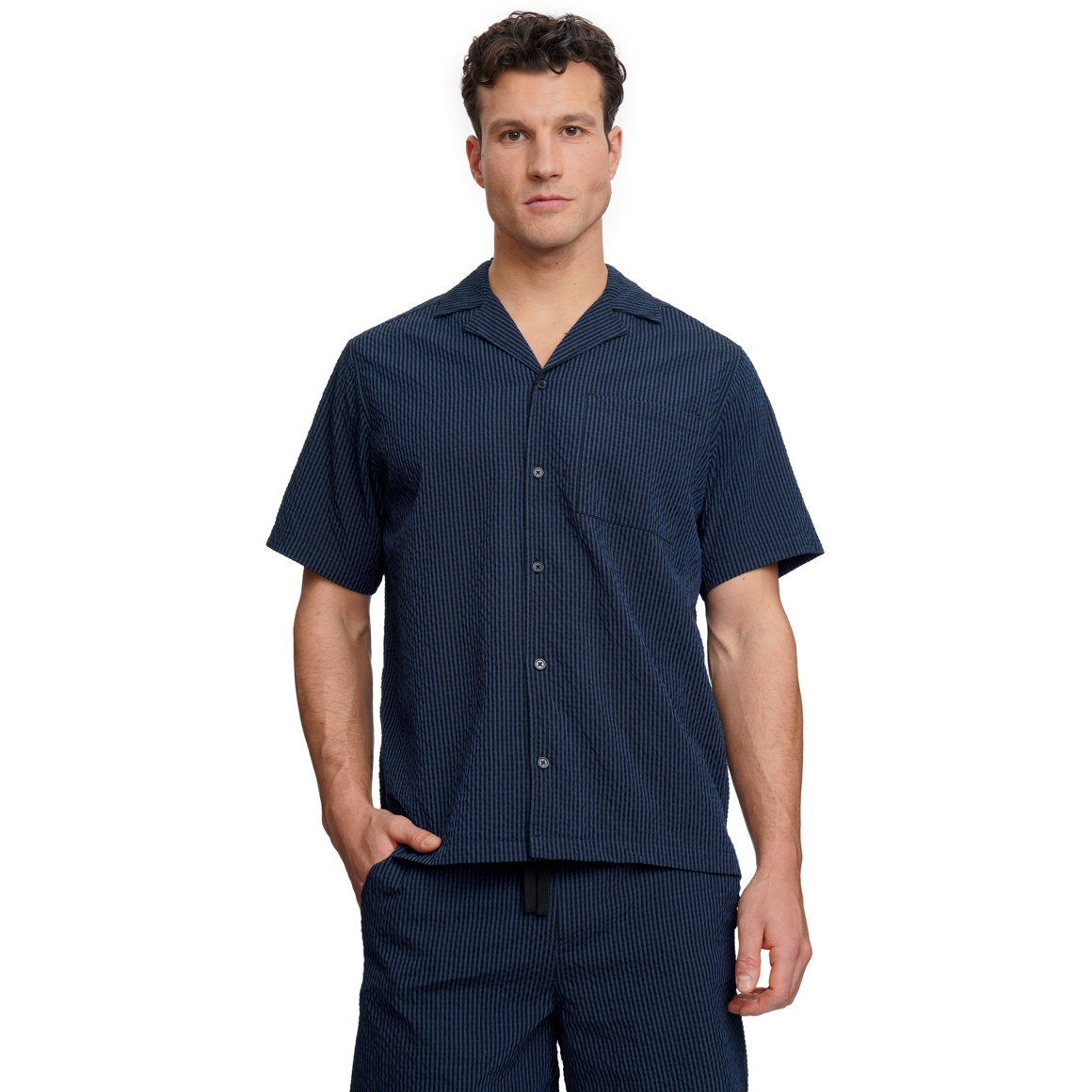 Herren Seersucker-Hemd mit Streifen