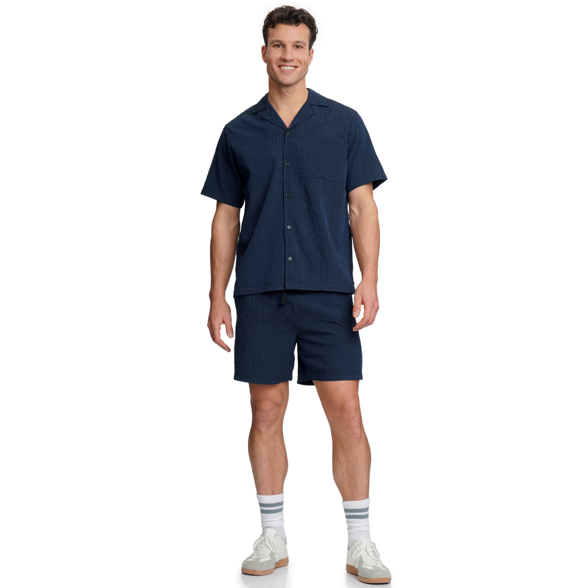 Herren Seersucker-Shorts mit Tunnelzug