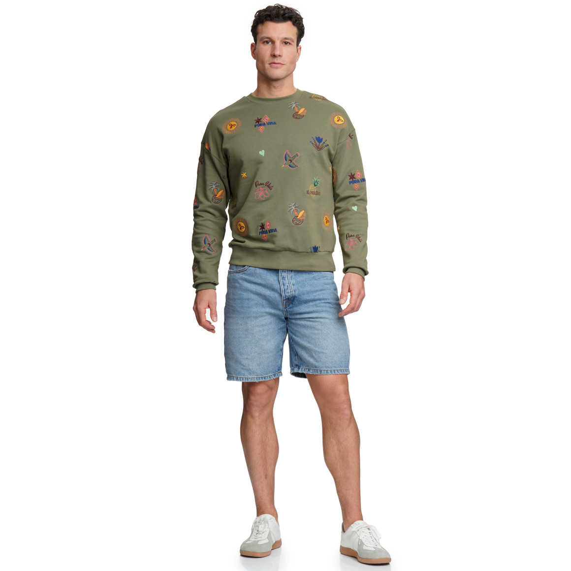 Herren Sweatshirt mit Allover-Stickerei