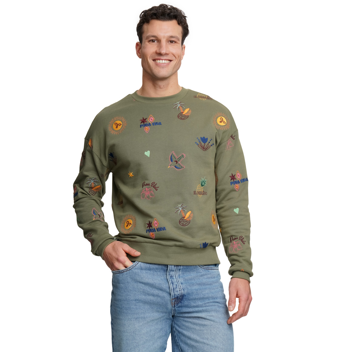 Herren Sweatshirt mit Allover-Stickerei