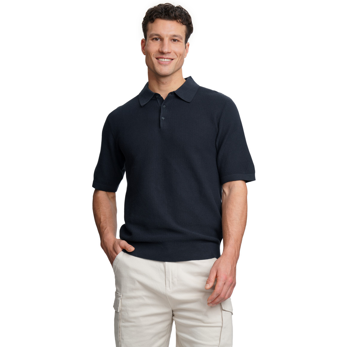 Herren Strick-Poloshirt aus Baumwolle
