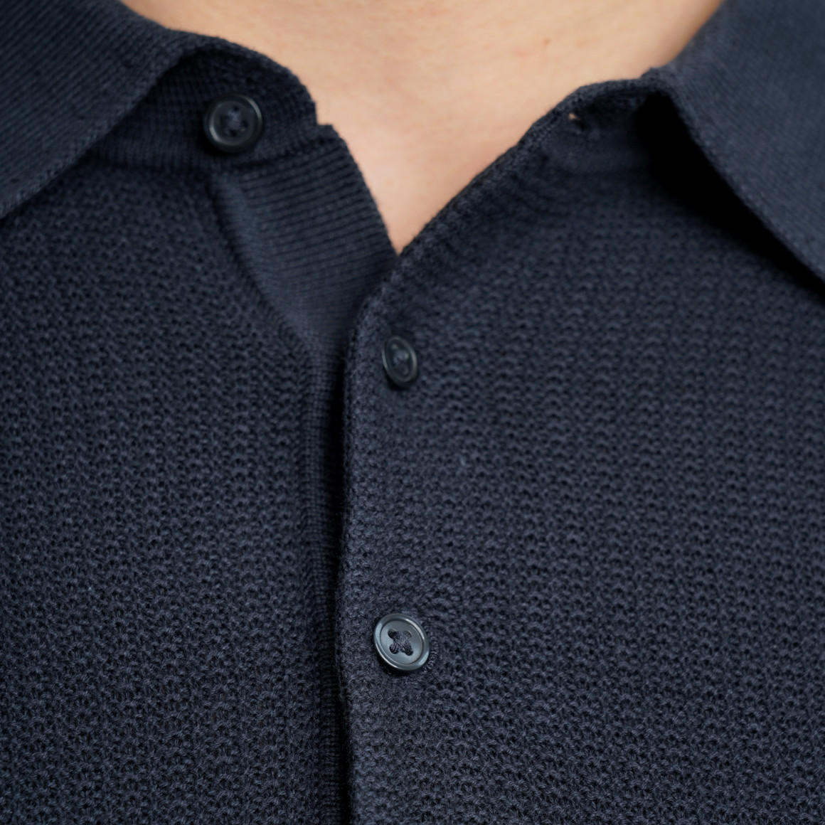 Herren Strick-Poloshirt aus Baumwolle