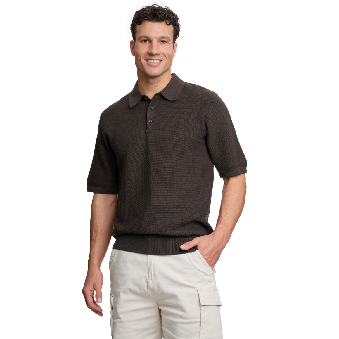 Herren Strick-Poloshirt aus Baumwolle