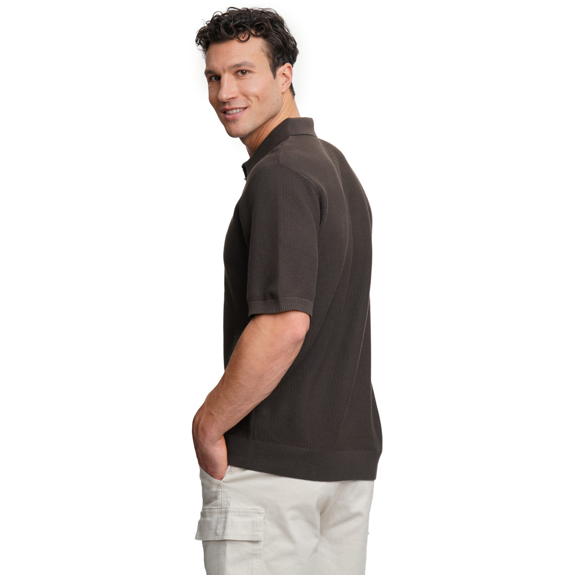 Herren Strick-Poloshirt aus Baumwolle