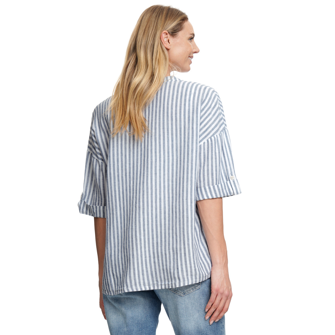 Damen Leinen-Bluse mit Streifen