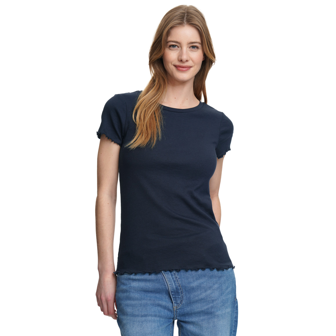 Damen T-Shirt aus Feinripp