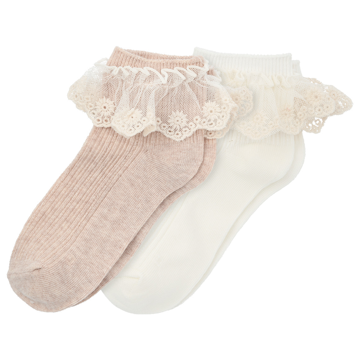 2 Paar Mädchen Socken mit Rüschen