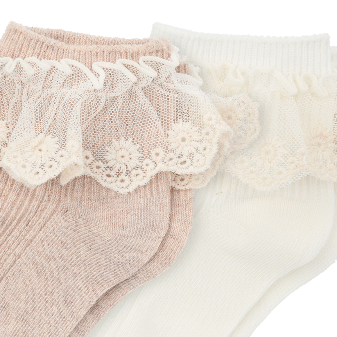 2 Paar Mädchen Socken mit Rüschen