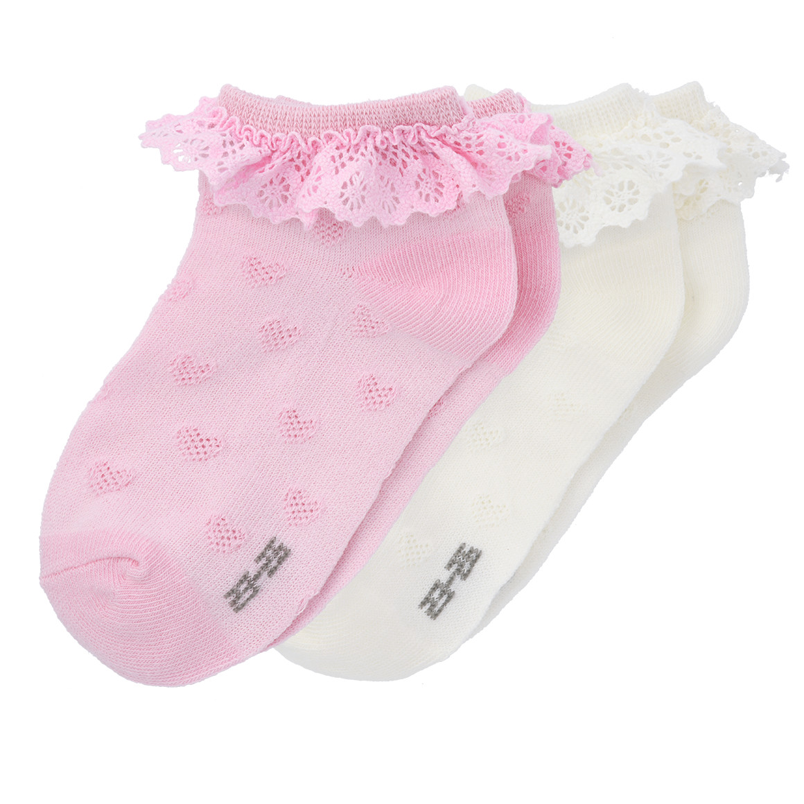 2 Paar Mädchen Sneaker-Socken mit Spitze