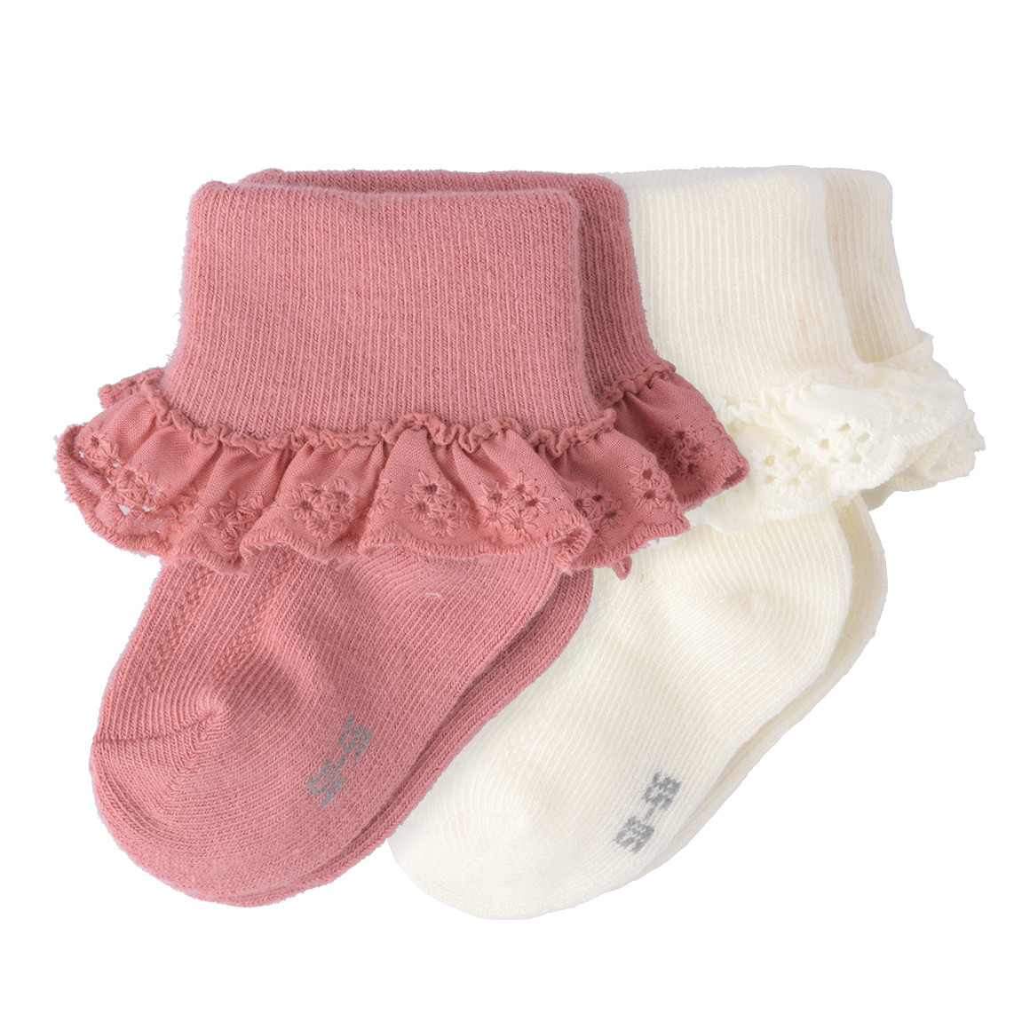 2 Paar Newborn Socken mit Spitze