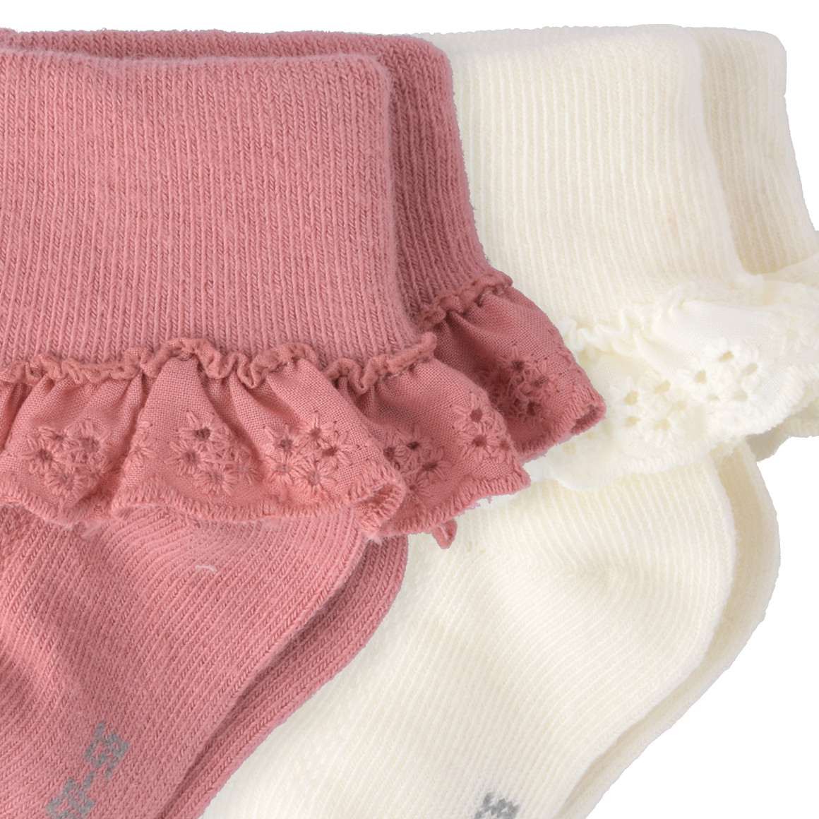 2 Paar Newborn Socken mit Spitze