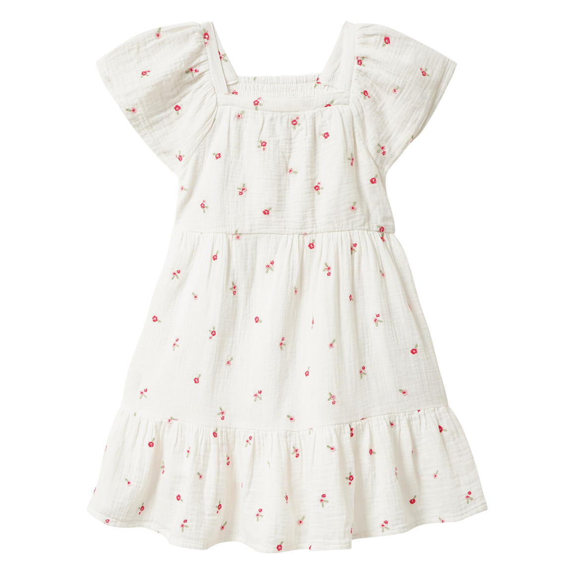 Mädchen Musselin-Kleid mit Stickerei allover
