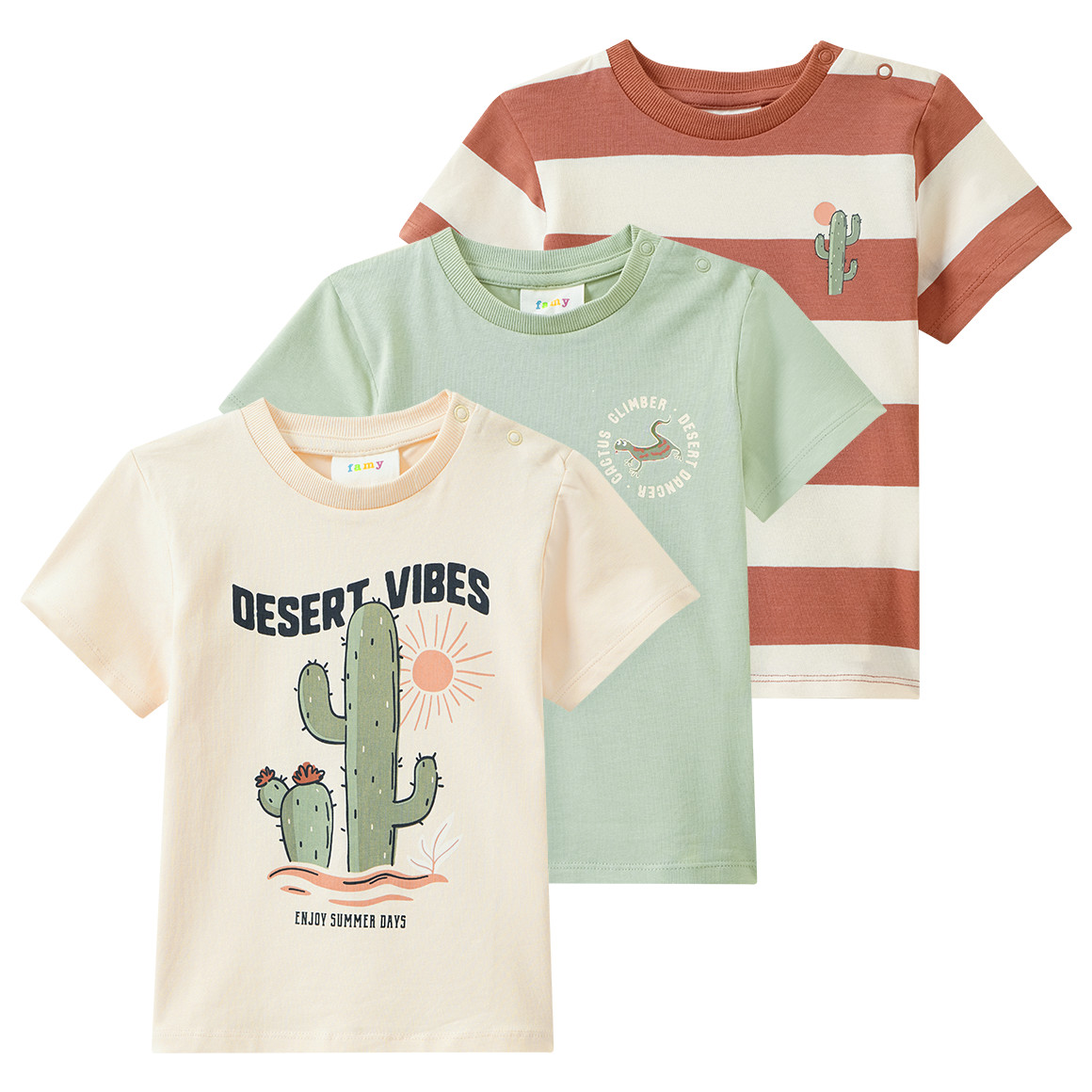 3 Jungen T-Shirts in verschiedenen Dessins