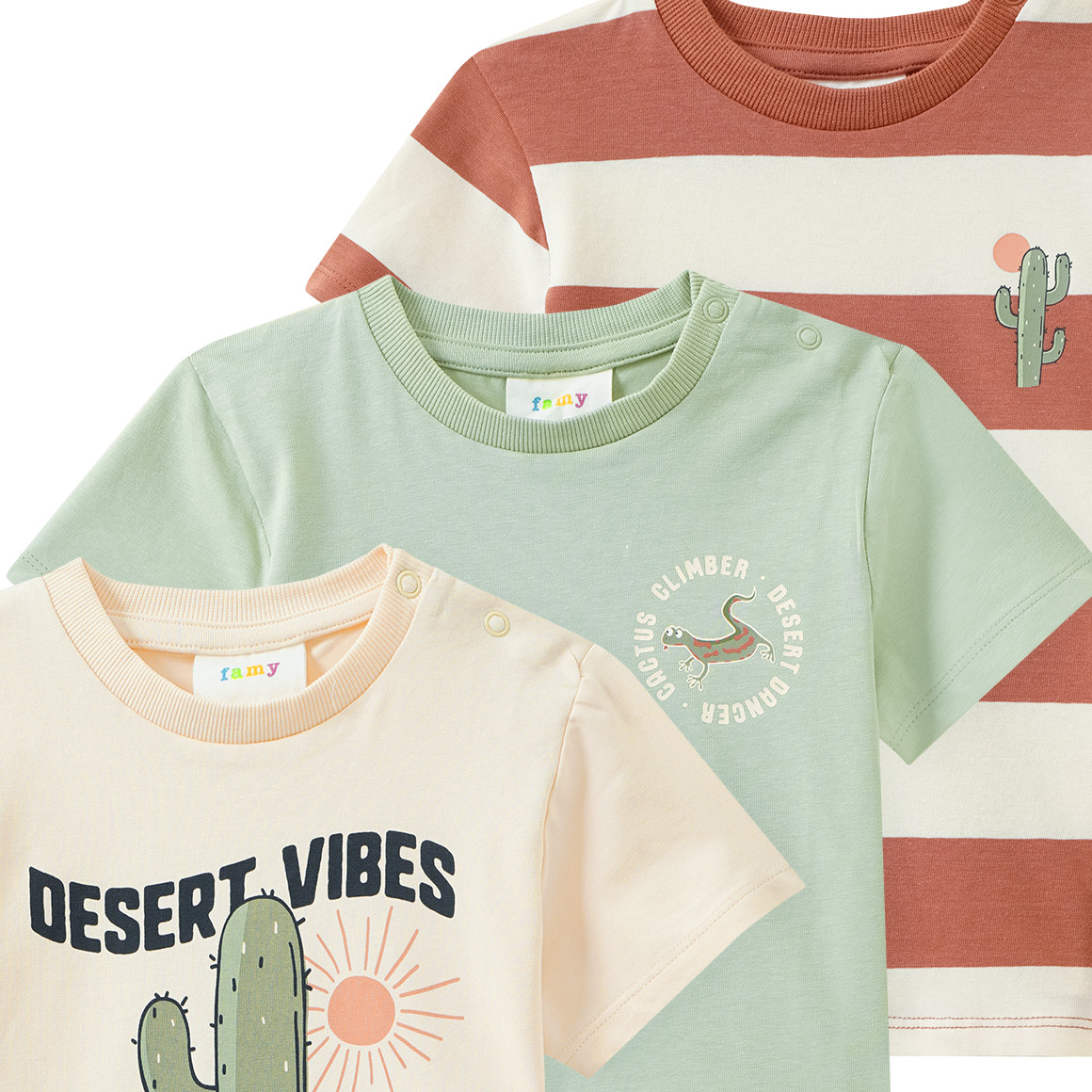 3 Jungen T-Shirts in verschiedenen Dessins