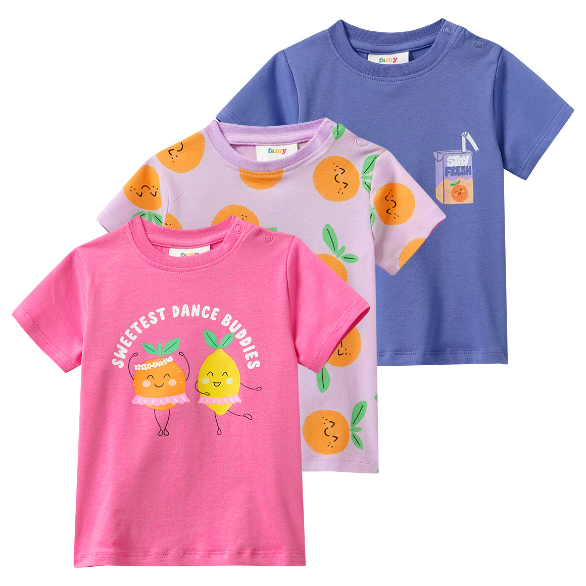 3 Baby T-Shirts mit bunten Motiven