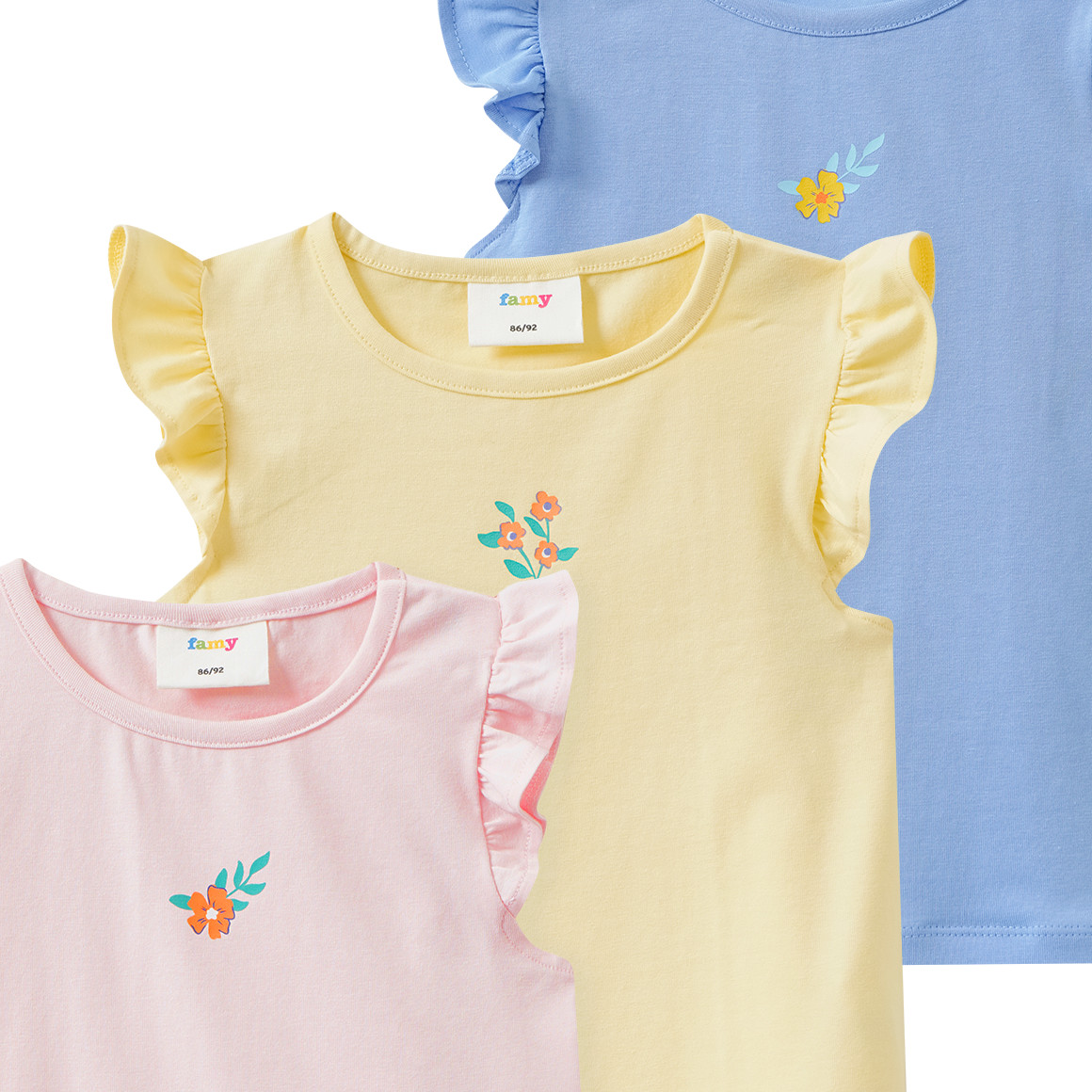 3 Baby T-Shirts mit Flügelärmeln