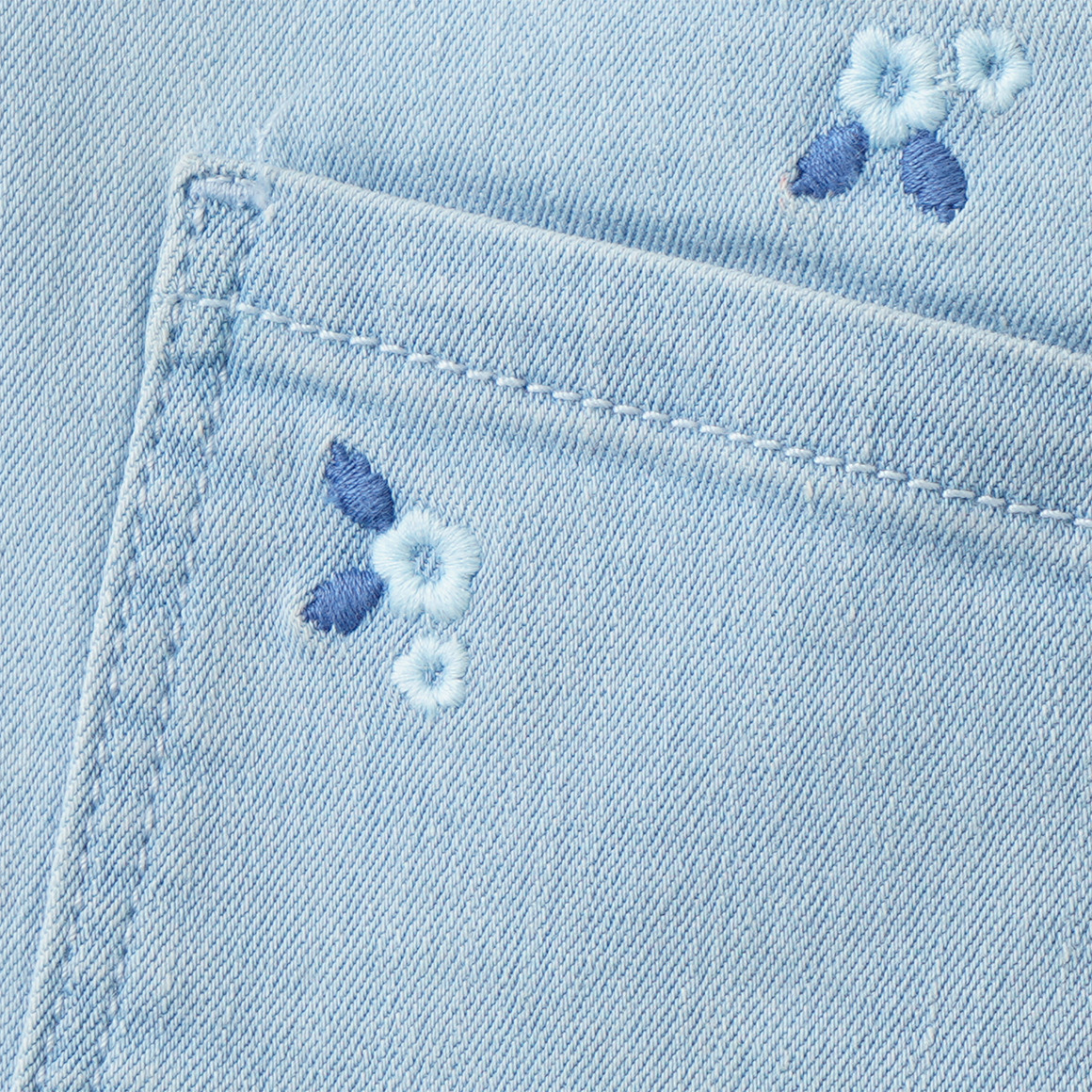 Mädchen Jeansshorts mit Blümchen-Stickerei