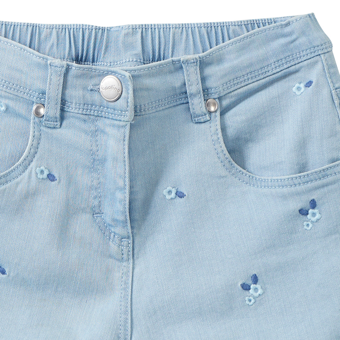 Mädchen Jeansshorts mit Blümchen-Stickerei