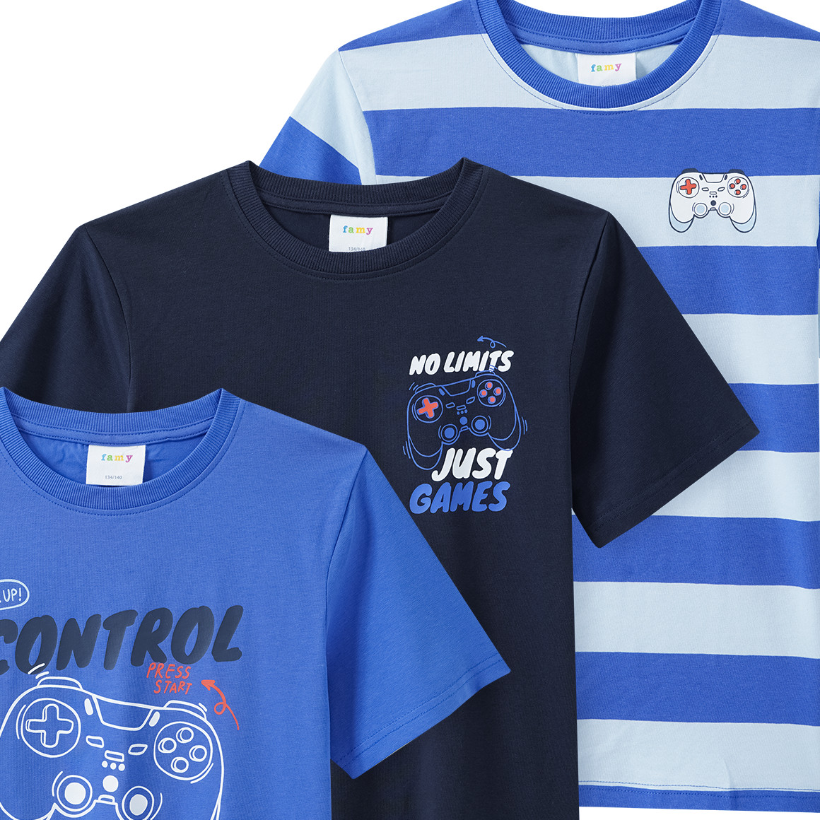 3 jongens T-shirts in verschillende dessins