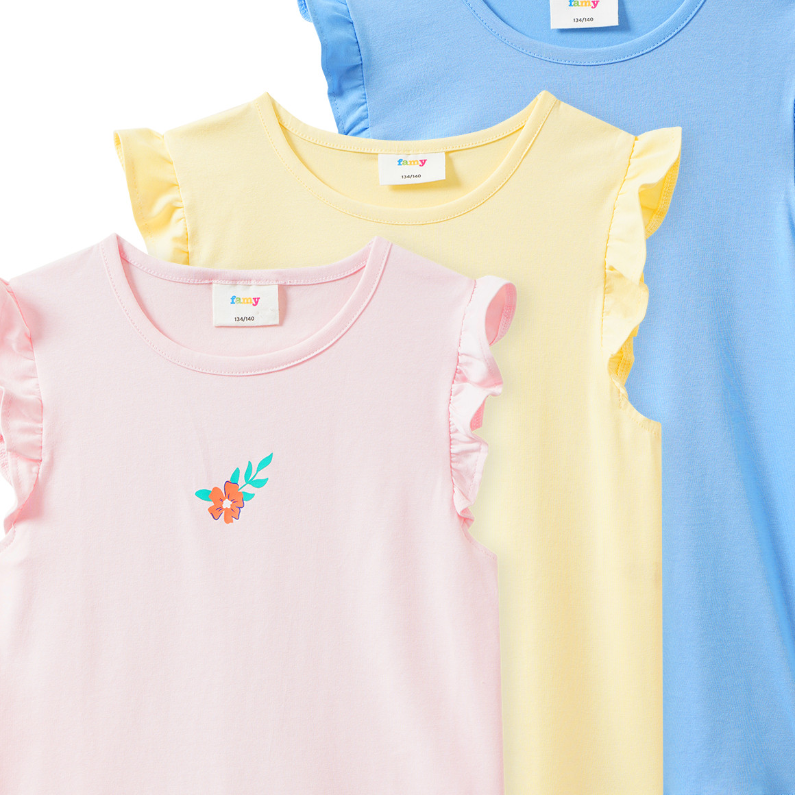 3 Mädchen T-Shirts mit Flügelärmeln