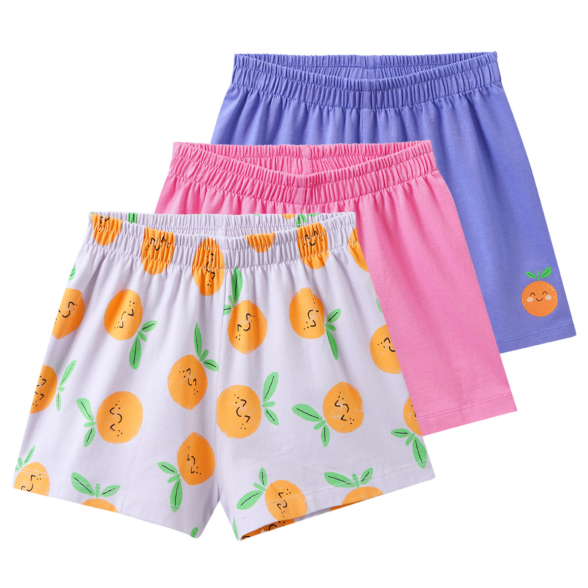 3 Mädchen Shorts mit bunten Motiven