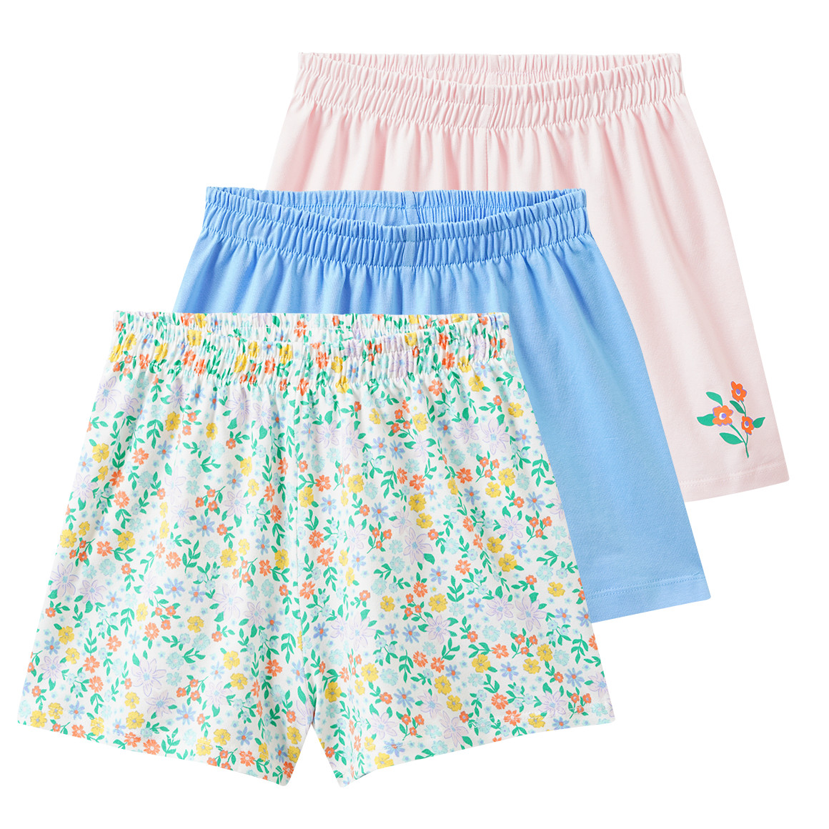 3 Mädchen Shorts mit bunten Motiven