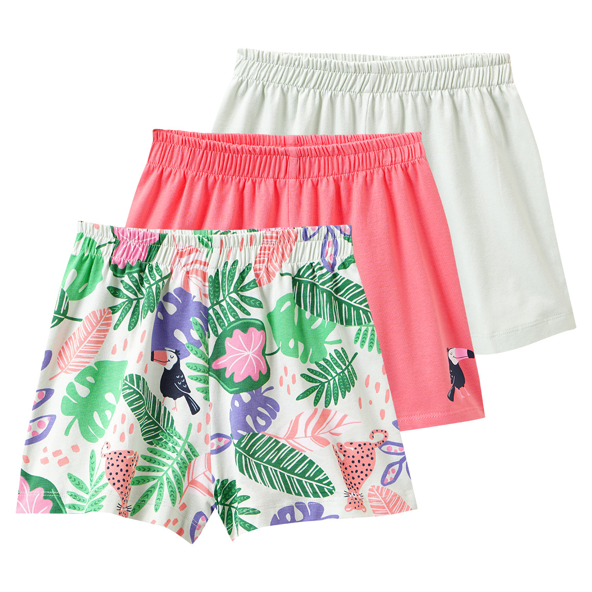 3 Mädchen Shorts mit bunten Motiven
