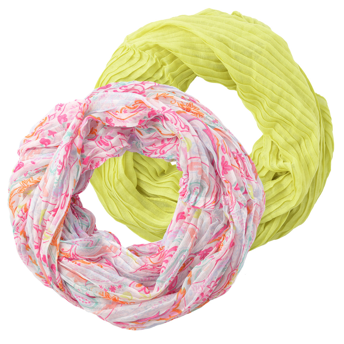 2 Damen Rundschals mit Crinkle-Struktur