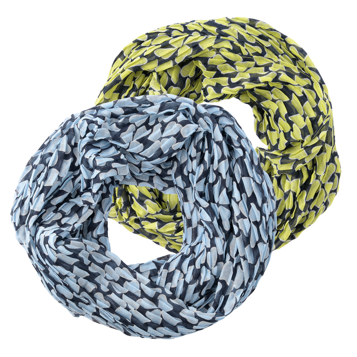 2 loopsjaals voor dames met crinkle-structuur