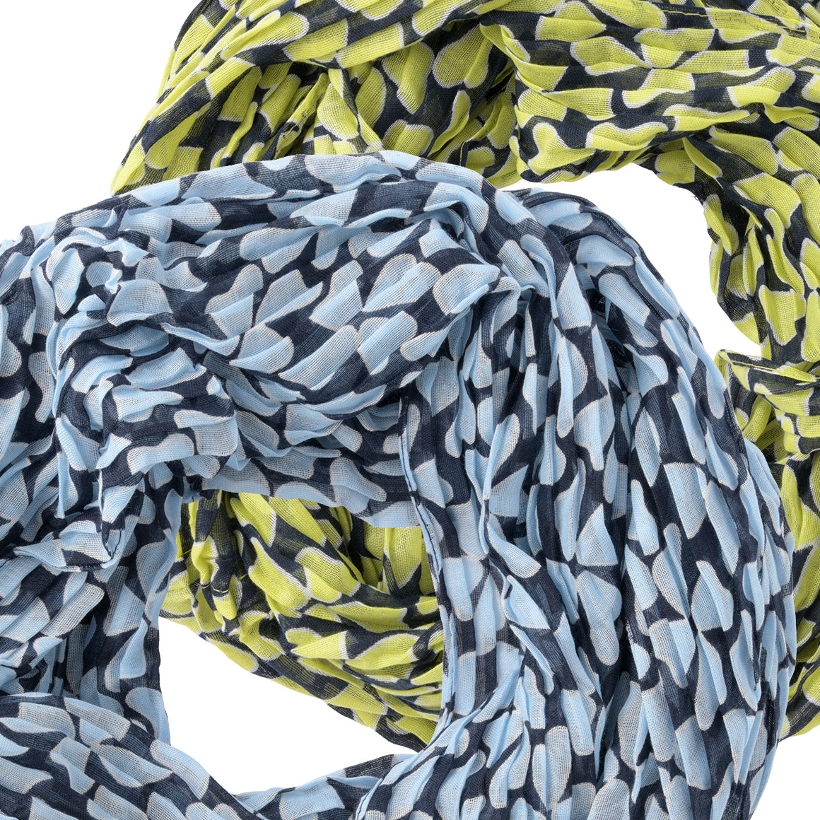 2 loopsjaals voor dames met crinkle-structuur