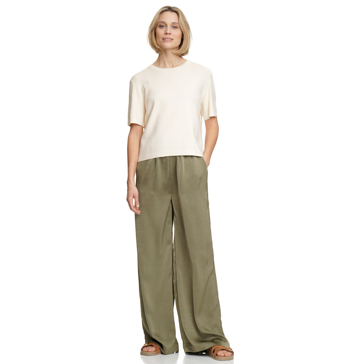 Damen Satin-Hose mit weitem Bein