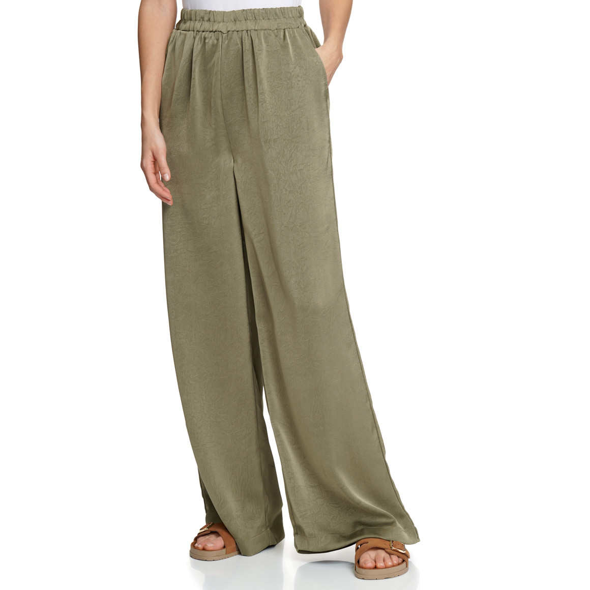 Damen Satin-Hose mit weitem Bein